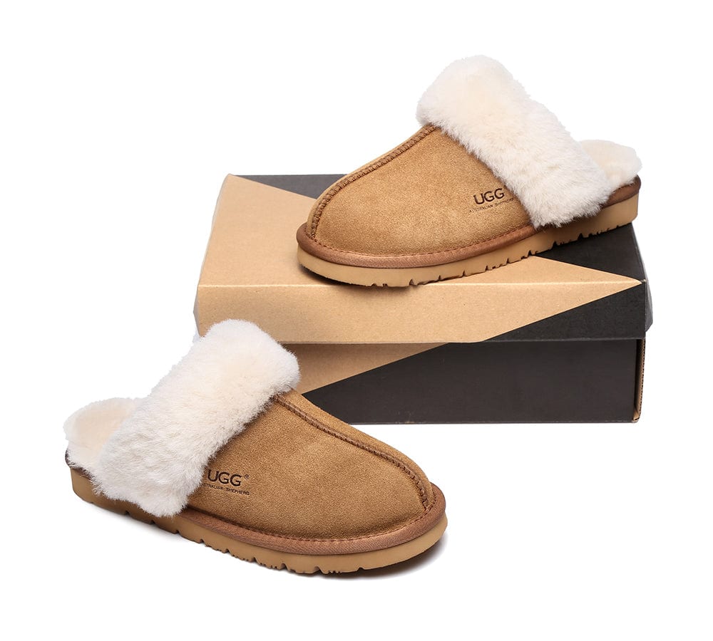 AUSTRALIAN SHEPHERD® UGG Slippers Sheepskin Wool Scuff Muffin