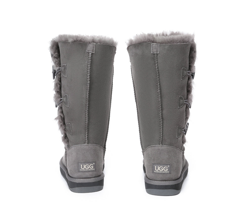AUSTRALIAN SHEPHERD® UGG Boots Double Face Sheepskin Wool Tall Triple Button