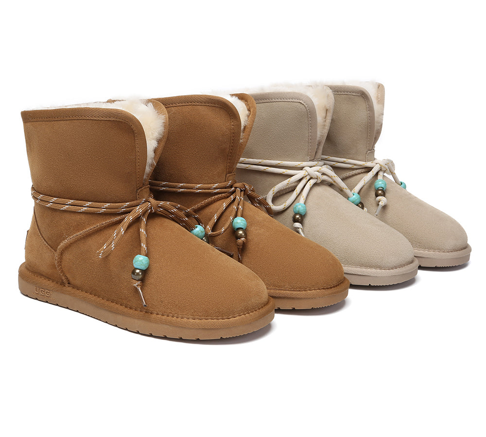 AUSTRALIAN SHEPHERD® 2-Way Style UGG Boots Women Sheepskin Wool Adjustable Strap Carlos