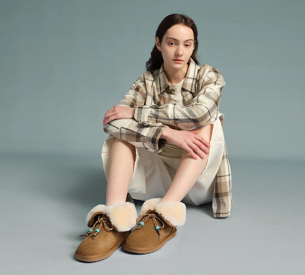 AUSTRALIAN SHEPHERD® 2-Way Style UGG Boots Women Sheepskin Wool Adjustable Strap Carlos