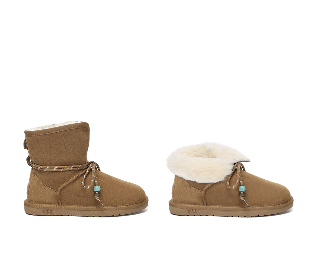 AUSTRALIAN SHEPHERD® 2-Way Style UGG Boots Women Sheepskin Wool Adjustable Strap Carlos