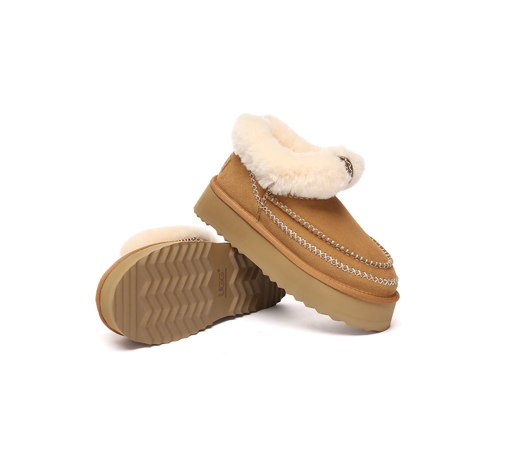 AUSTRALIAN SHEPHERD® UGG Boots Women Sheepskin Wool Collar Ankle Platform Mini Santana