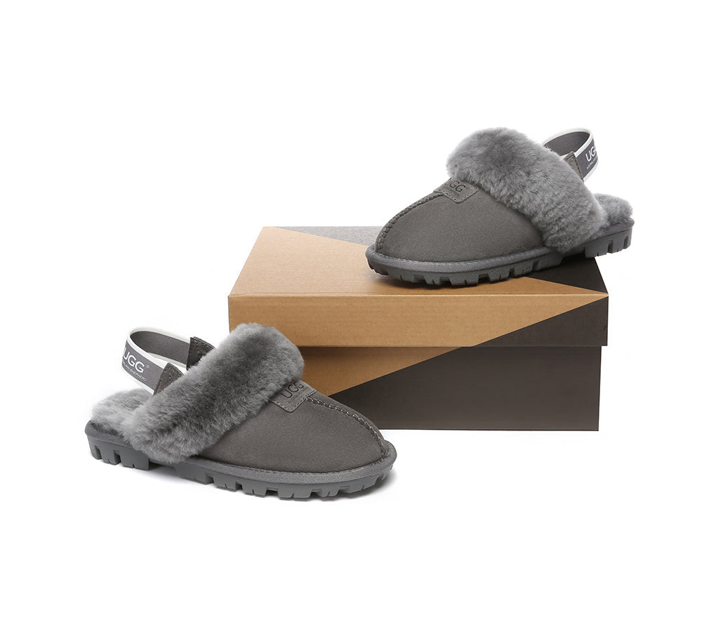 AUSTRALIAN SHEPHERD® 2-Way Style UGG Slippers Sheepskin Wool Removable Strap Slingback Suzie ll