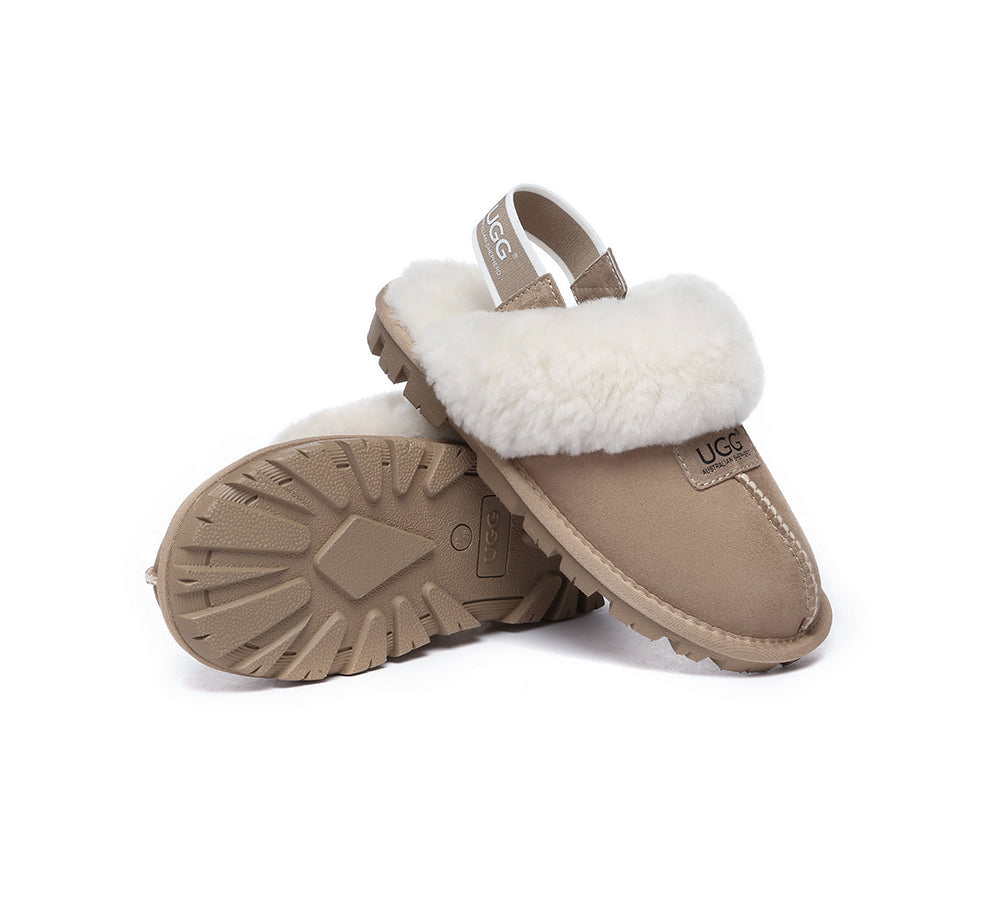 AUSTRALIAN SHEPHERD® 2-Way Style UGG Slippers Sheepskin Wool Removable Strap Slingback Suzie ll