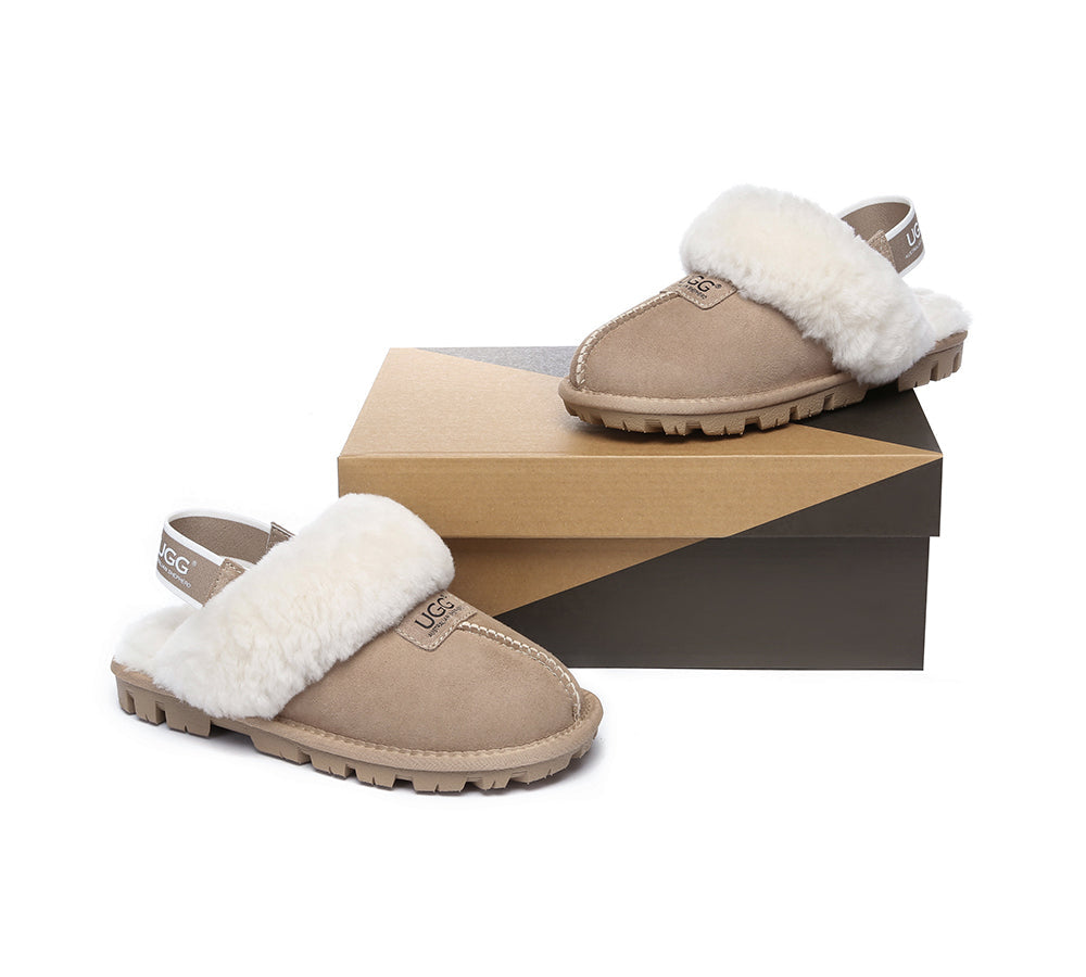 AUSTRALIAN SHEPHERD® 2-Way Style UGG Slippers Sheepskin Wool Removable Strap Slingback Suzie ll