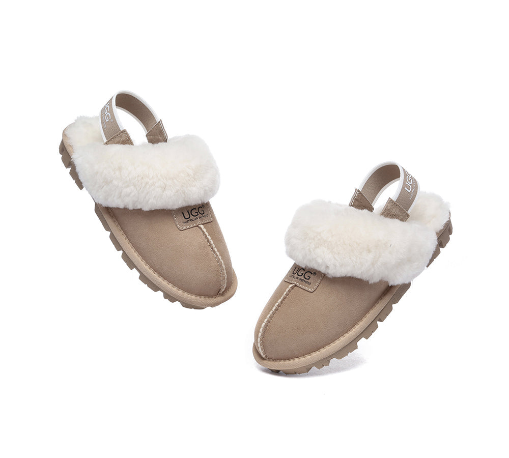 AUSTRALIAN SHEPHERD® 2-Way Style UGG Slippers Sheepskin Wool Removable Strap Slingback Suzie ll