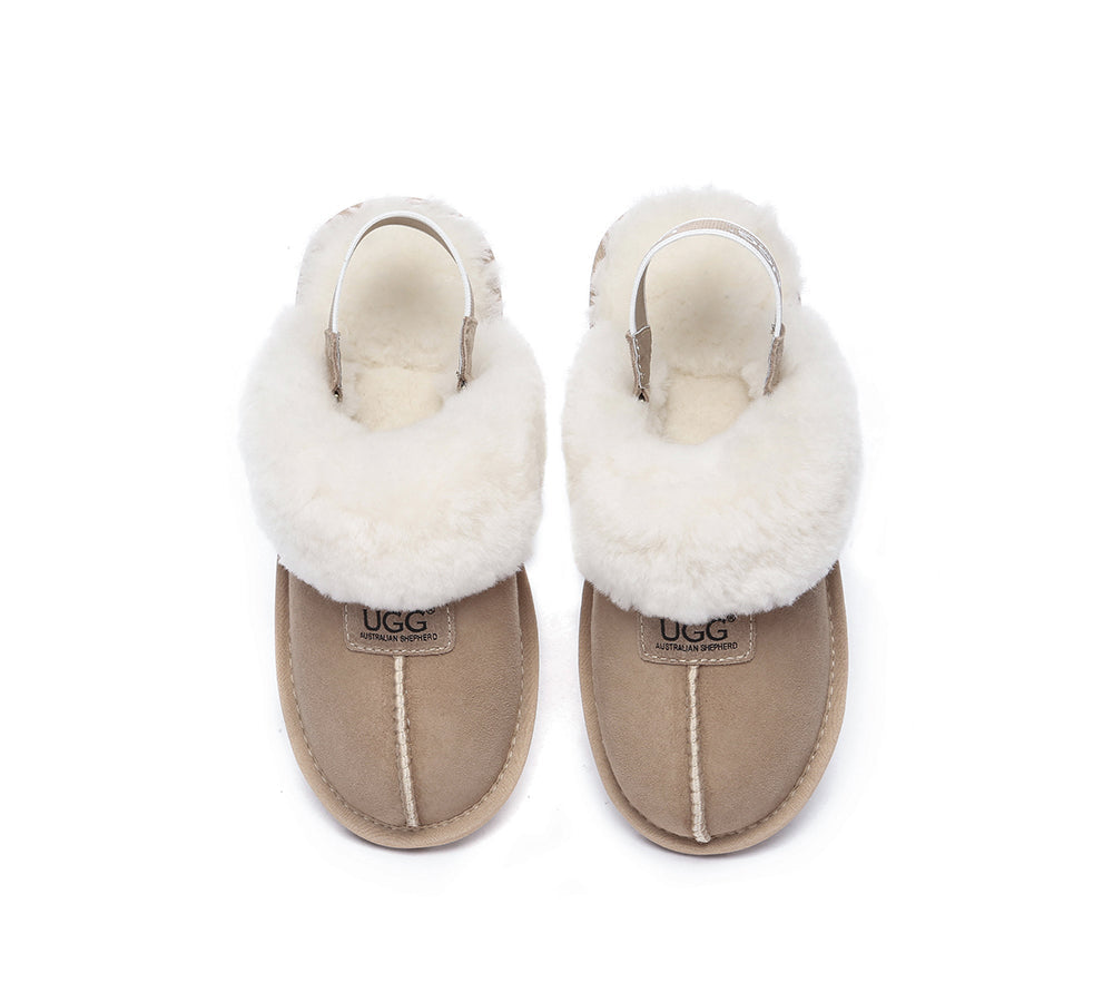 AUSTRALIAN SHEPHERD® 2-Way Style UGG Slippers Sheepskin Wool Removable Strap Slingback Suzie ll