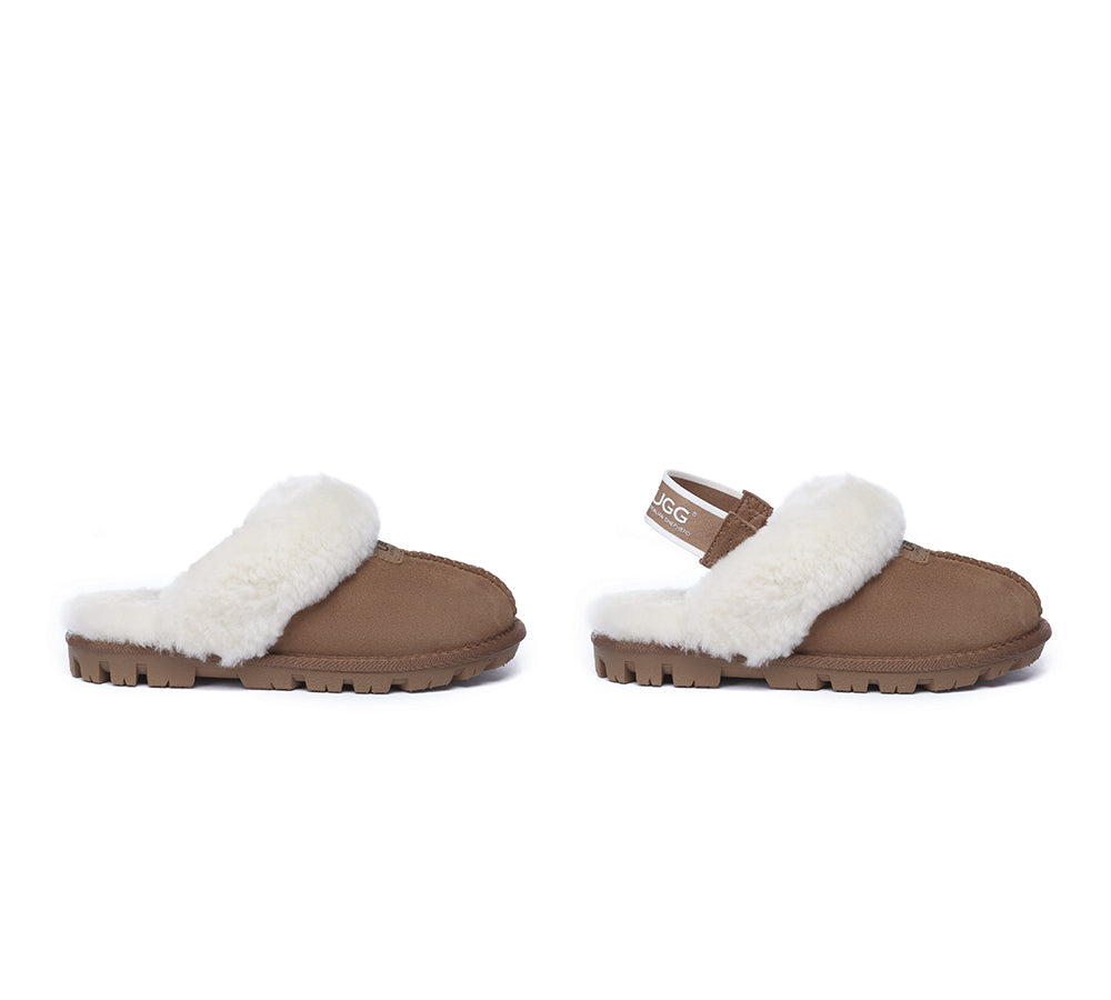 AUSTRALIAN SHEPHERD® 2-Way Style UGG Slippers Sheepskin Wool Removable Strap Slingback Suzie ll