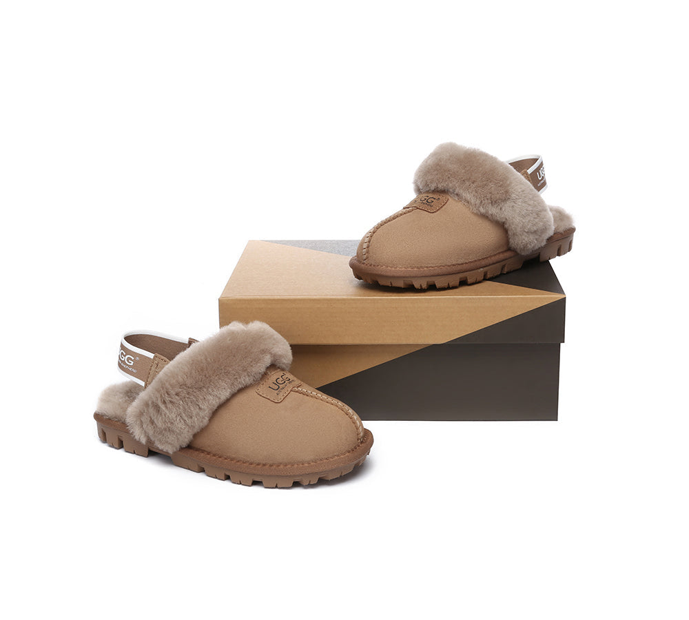 AUSTRALIAN SHEPHERD® 2-Way Style UGG Slippers Sheepskin Wool Removable Strap Slingback Suzie ll