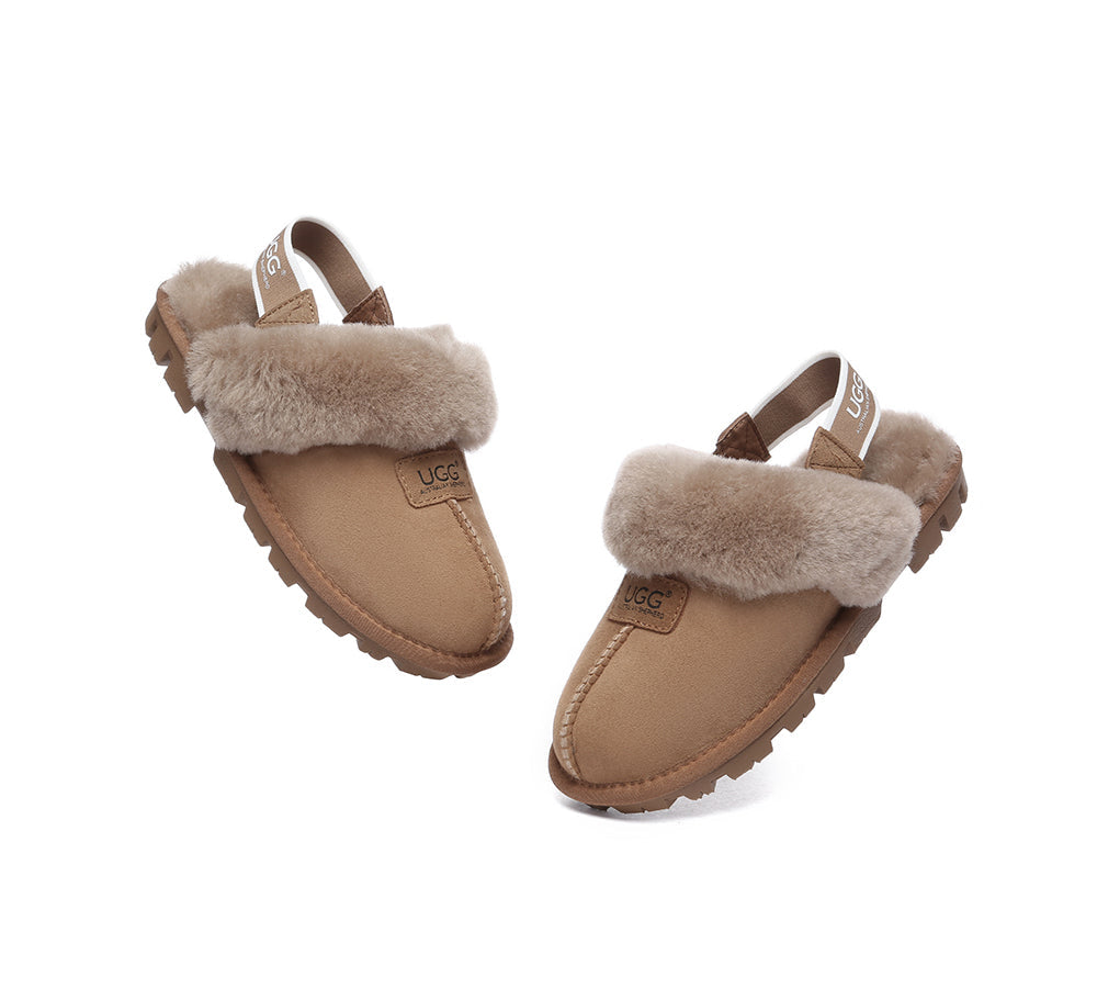 AUSTRALIAN SHEPHERD® 2-Way Style UGG Slippers Sheepskin Wool Removable Strap Slingback Suzie ll