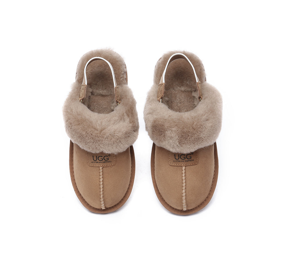 AUSTRALIAN SHEPHERD® 2-Way Style UGG Slippers Sheepskin Wool Removable Strap Slingback Suzie ll