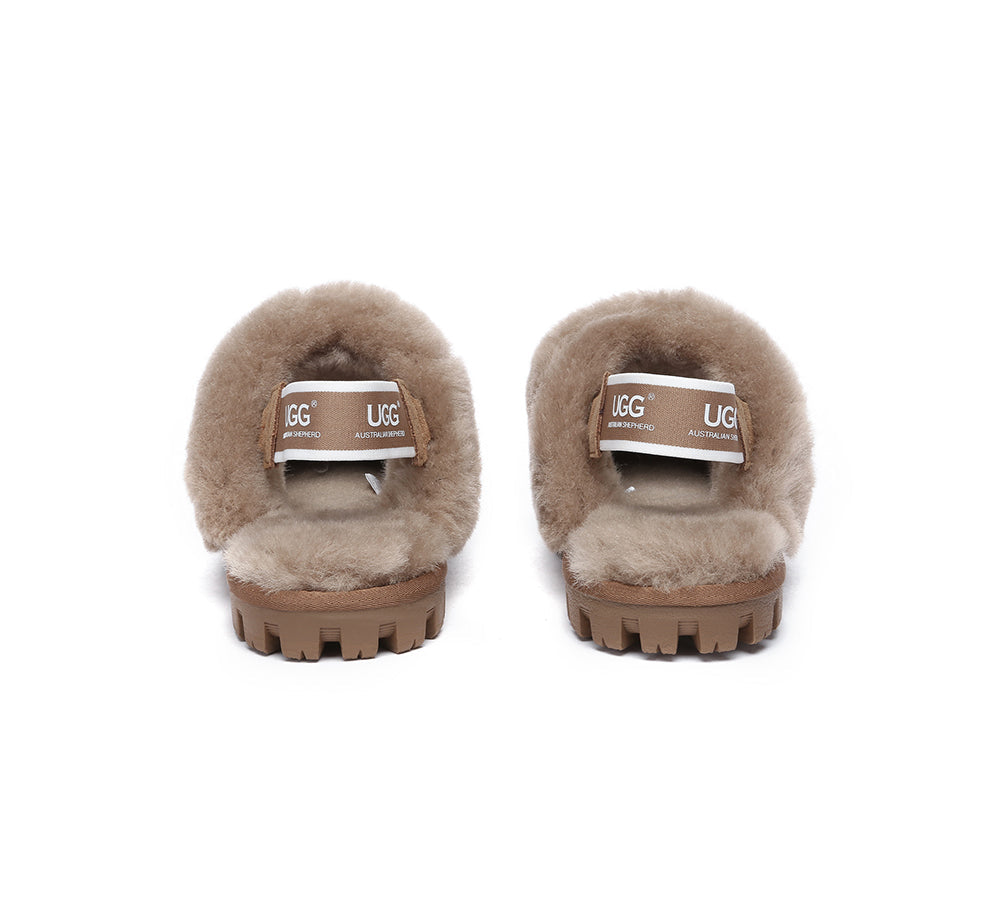 AUSTRALIAN SHEPHERD® 2-Way Style UGG Slippers Sheepskin Wool Removable Strap Slingback Suzie ll