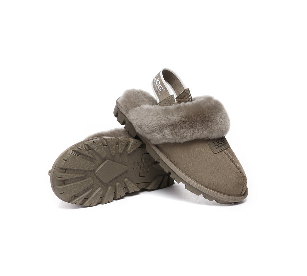 AUSTRALIAN SHEPHERD® 2-Way Style UGG Slippers Sheepskin Wool Removable Strap Slingback Suzie ll