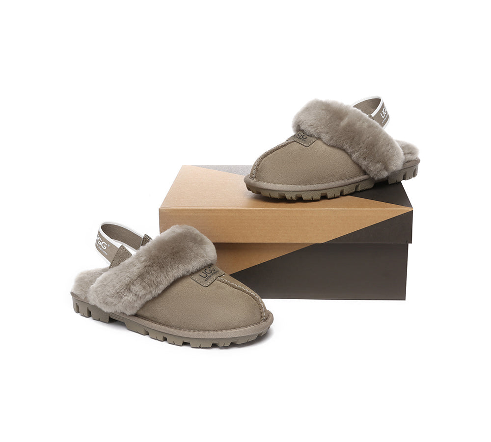 AUSTRALIAN SHEPHERD® 2-Way Style UGG Slippers Sheepskin Wool Removable Strap Slingback Suzie ll