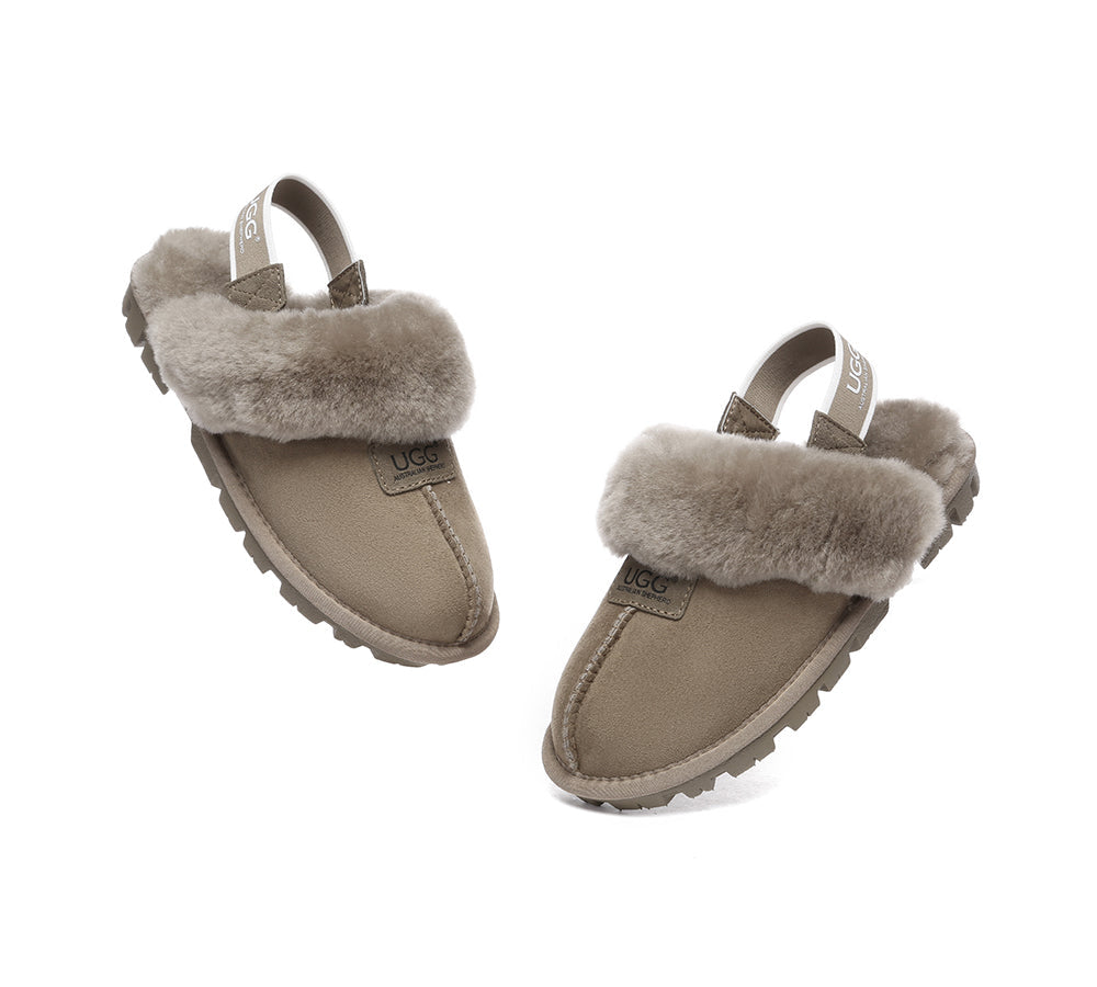 AUSTRALIAN SHEPHERD® 2-Way Style UGG Slippers Sheepskin Wool Removable Strap Slingback Suzie ll