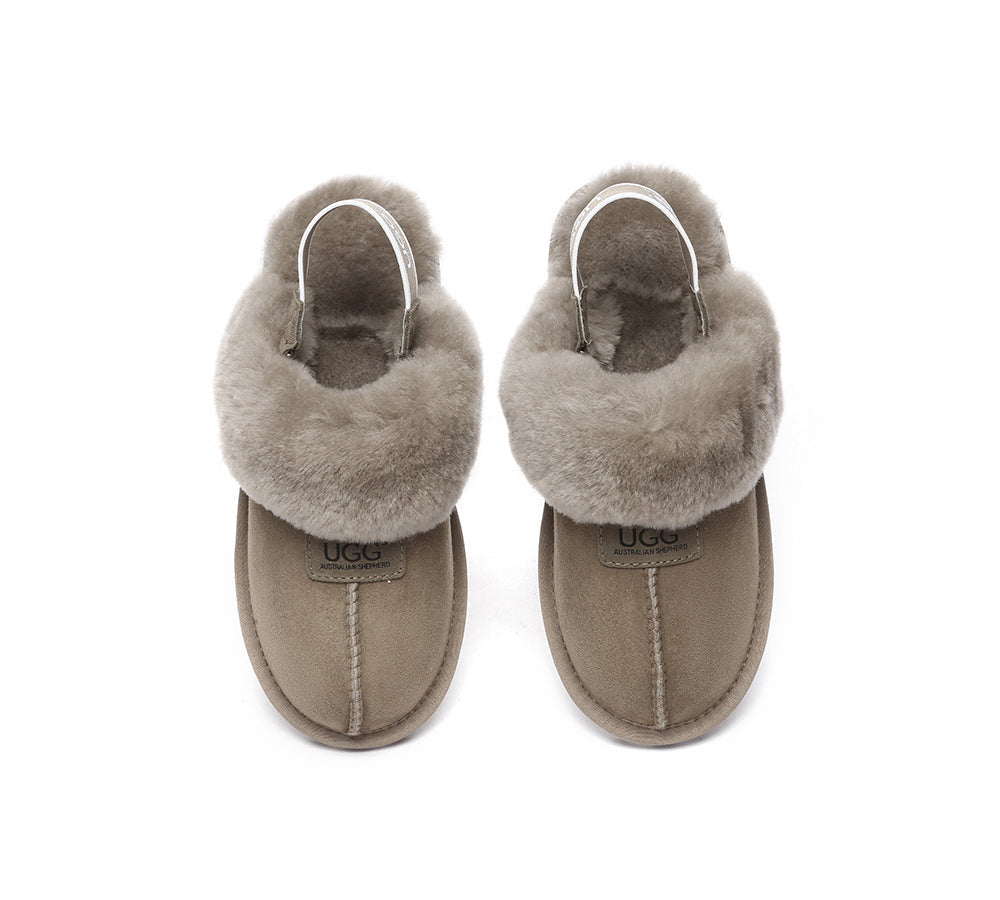 AUSTRALIAN SHEPHERD® 2-Way Style UGG Slippers Sheepskin Wool Removable Strap Slingback Suzie ll