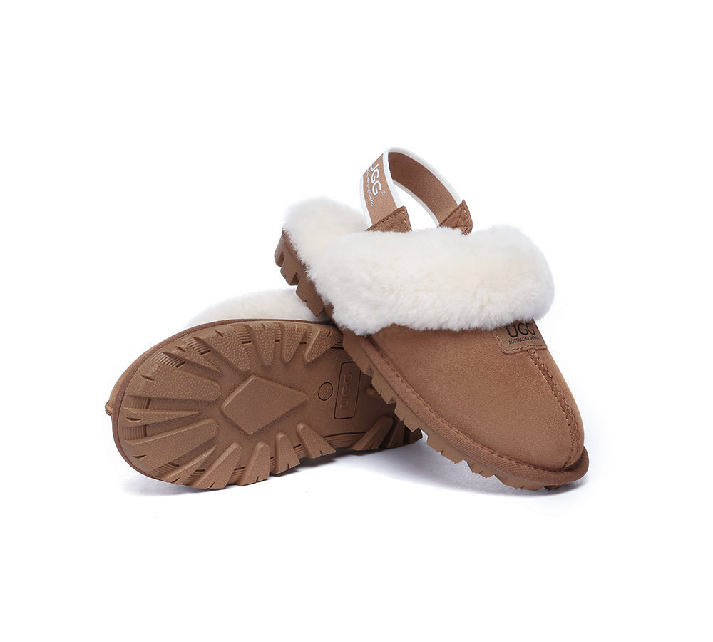 AUSTRALIAN SHEPHERD® 2-Way Style UGG Slippers Sheepskin Wool Removable Strap Slingback Suzie ll