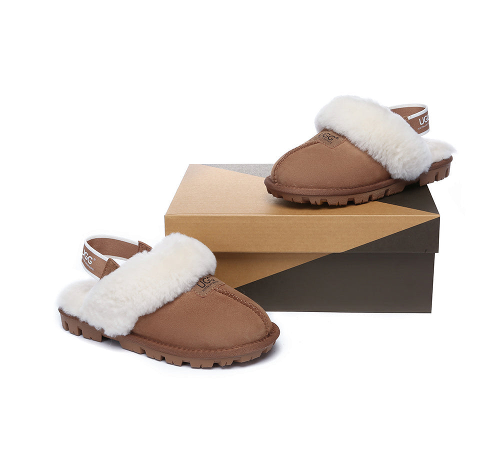 AUSTRALIAN SHEPHERD® 2-Way Style UGG Slippers Sheepskin Wool Removable Strap Slingback Suzie ll