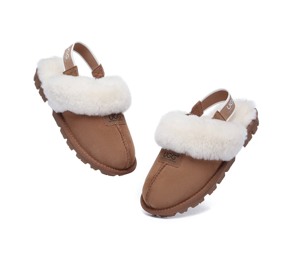 AUSTRALIAN SHEPHERD® 2-Way Style UGG Slippers Sheepskin Wool Removable Strap Slingback Suzie ll