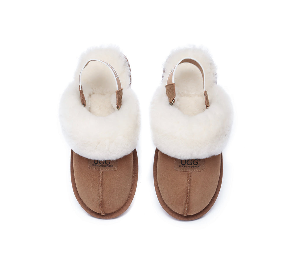 AUSTRALIAN SHEPHERD® 2-Way Style UGG Slippers Sheepskin Wool Removable Strap Slingback Suzie ll